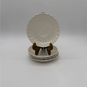 Myott Staffordshire England Olde Chelsea White Swirl 5.5” Teacup Saucer Set Of 5